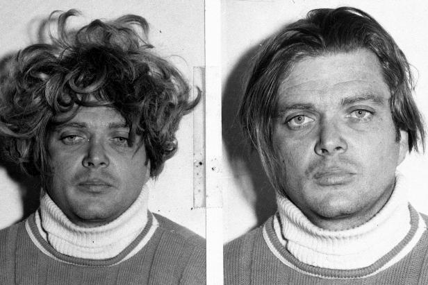 Charles Schmid is shown with and without the wig he had on when captured after escaping from the penitentiary, Nov. 14, 1972. (AP Photo)