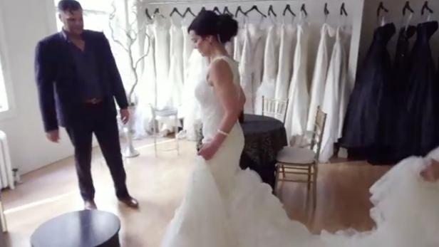 Benita Alexander with one of the custom-made gowns intended for her wedding [Investigation Discovery]