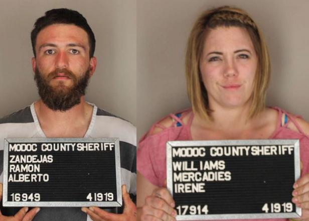 Mug shots of Ramon Zendejas and Mercadies Williams [Modoc County Sheriff's Office]