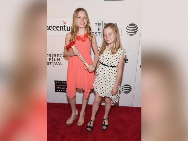 Isabel Rose Lysiak (L) and Hilde Kate Lysiak attend the Tribeca Disruptive Innovation Awards during Tribeca Film Festival, April 22, 2016 in New York City [Gary Gershoff/Wire