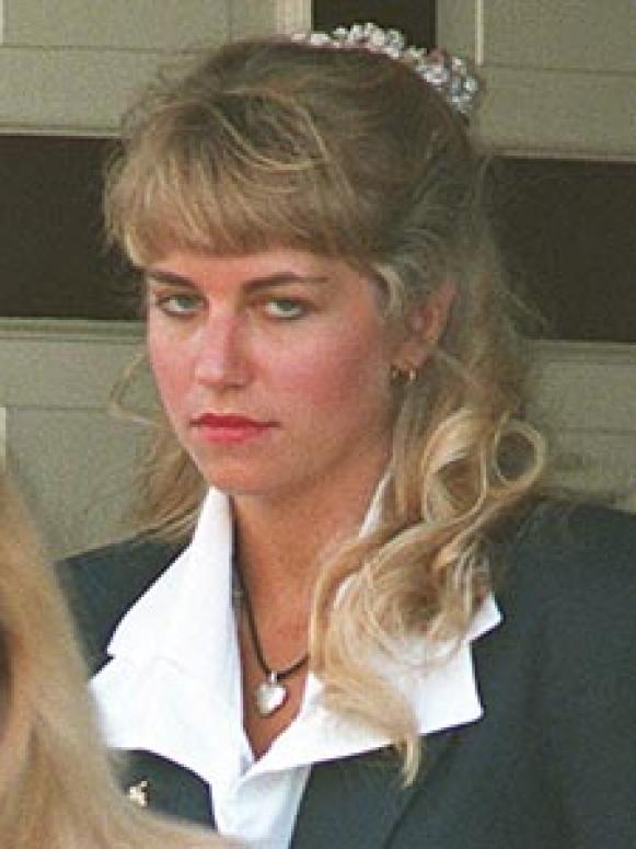 ** FILE ** Karla Homolka leaves her family home in St. Catharines, Ont.,  in this July 6, 1993 file photo.  Homolka, the most reviled woman in Canada is set to walk out of prison Monday, July 4, 2005, after serving 12 years for the rapes and murders of teenage girls, including her younger sister. (AP Photo/CP, Frank Gunn)