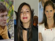 Undated file photos of (from left) Italian student Raffaele Sollecito, slain 21-year-old British woman Meredith Kercher, and her American roommate Amanda Knox