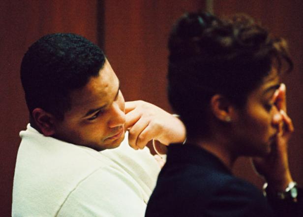 Jason and Arnelle Simpson listens to opening arguments January 26, 1995 (Photo by Lee Celano/WireImage)
