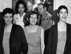 Susan Denise Atkins, (left), Patricia Krenwinkel and Leslie Van Houten,(right), laugh after receiving the death sentence for their part in the Tate-LaBianca killing at the order of Charles Manson.