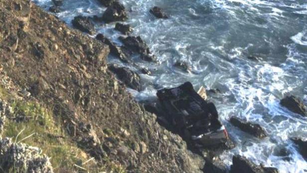 The Hart Family SUV at the bottom of the cliff [California Highway Patrol]