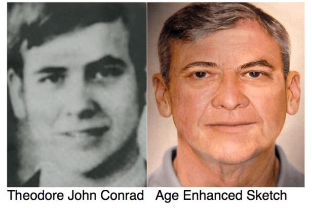 Theodore Conrad in 1969 and 2018 age-progressed image [U.S. Marshals]