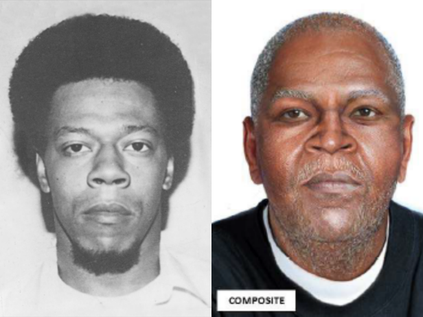 Lester Eubanks in the 1970s, and as he would appear today. [via U.S. Marshals Service]