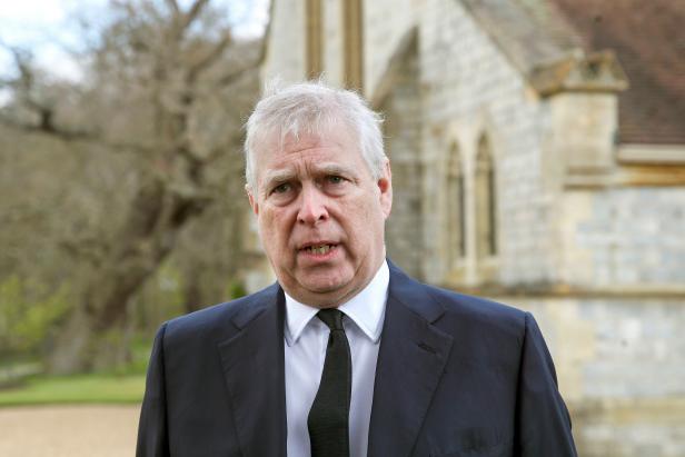Britain's Prince Andrew speaks during a television interview at the Royal Chapel of All Saints at Royal Lodge, Windsor, England, April 11, 2021. The prosecution of Ghislaine Maxwell doesn't involve the salacious allegations that the British socialite offered up one of Jeffrey Epstein's accusers to England's Prince Andrew for sex.