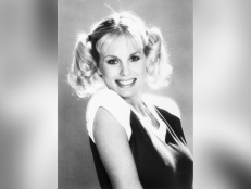 Playboy Magazine's 1980 Playmate of the Year, Dorothy Stratten, 20, has blonde hair. This is a black and white image.