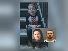 Danielle Dauphinais and her boyfriend, Joseph Stapf, [inset] were arrested on Oct. 17, 2021, and charged with witness tampering and child endangerment of Dauphinais's son, Elijah Lewis [main].