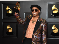 Anderson .Paak poses with the Grammy for Best Melodic Rap Performance in the media room during the 63rd Annual GRAMMY Awards at Los Angeles Convention Center on March 14, 2021 in Los Angeles, California. 