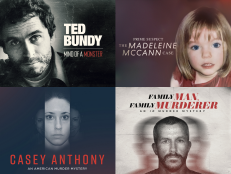 Ted Bundy: Mind of a Monster [top left]; Prime Suspect: The Madeleine McCann Case [top right]; Casey Anthony: An American Murder Mystery [bottom left]; Family Man, Family Murderer [bottom right]