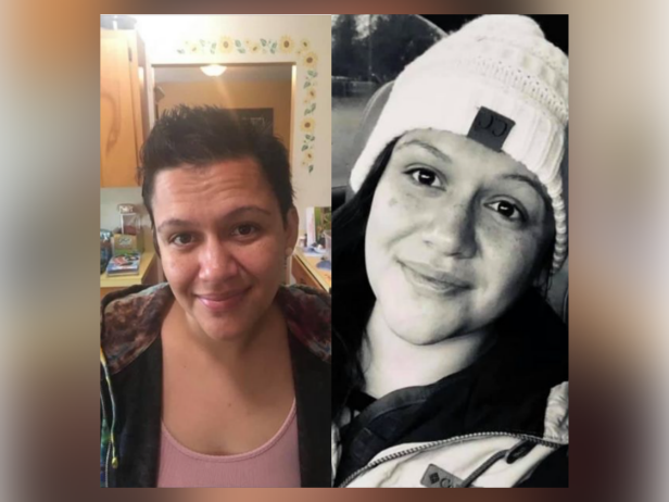 Emmilee Risling, pictured on left with short hair and on right with long hair and a hat, has been missing from California's Yurok Reservation since October 2021.