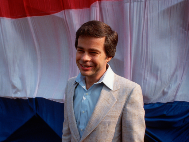 Infamous televangelist Jim Bakker, pictured here at a "Pray for America" rally in 1981, reached thousands of homes in the 1970s and 1980s until a series of scandals forced him to walk away from the empire he built.