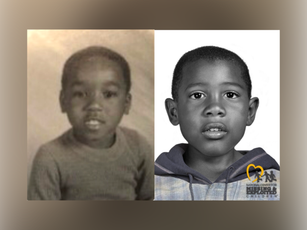 A photo of William DaShawn Hamilton [left]; A facial reconstruction of what the boy found dead may have looked like [right]