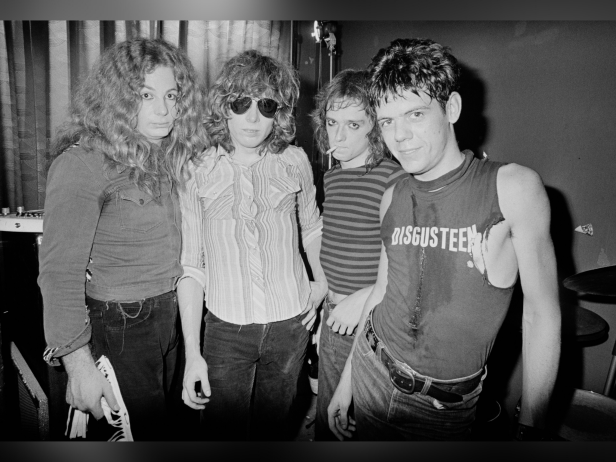 Canadian punk band Teenage Head backstage at a club in Toronto, Canada, summer 1977. From left to right: Steve Mahon (Bass), Gord Lewis (Guitar) Nick Stipanitz (Drums), Frankie Venom (Vocals). 