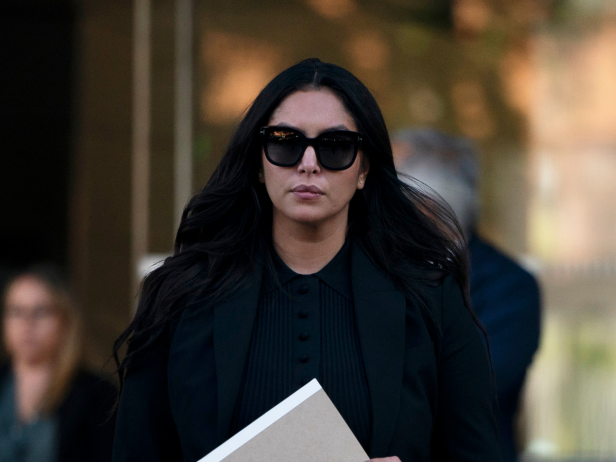 Vanessa Bryant, the widow of Kobe Bryant, leaves a federal courthouse in Los Angeles, Wednesday, Aug. 10, 2022.