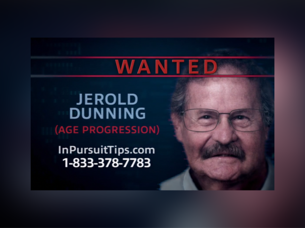 A new age progression shows what Jerold Dunning may look like as an older man. It's possible he could still be wearing glasses and sporting a mustache. He's now in his 60s and his brown hair may have since turned gray. Dunning is known to have a scar above his left eye.