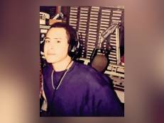 Oscar Gomez poses in the radio studio at KDVS at UC Davis in 1992.