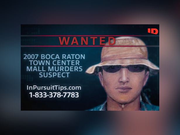 Pictured here is a sketch of the suspect in the 2007 Boca Raton Town Center mall murders. He has been described as Hispanic, wore dark glasses, had a long ponytail and donned a floppy hat. The suspect was described as having a baby face with hardly any facial hair. 