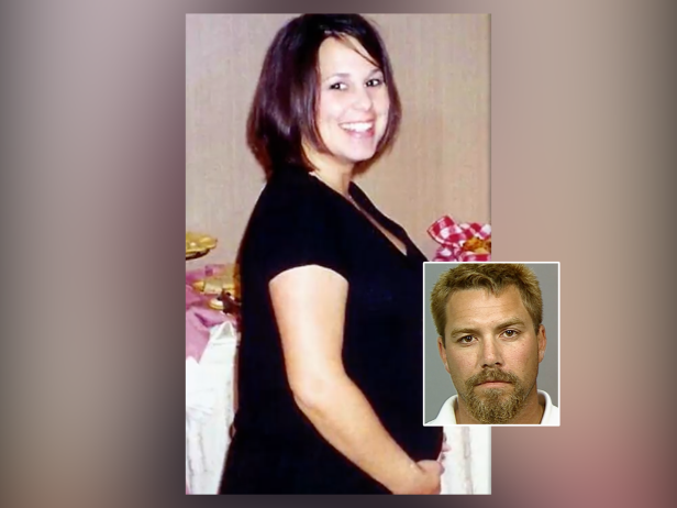 Laci Peterson [main] was 8 months pregnant when she was killed by her husband, Scott [inset]. 