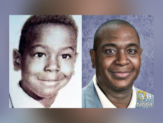 A photo of Anthony Murrill at 9 years old [left]; Anthony Murill age-progressed to 61 years old [right].