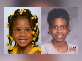 Lenoria Jones pictured at 3 years old [left]; Lenoria's photo is shown age-progressed to 16 years [right].
