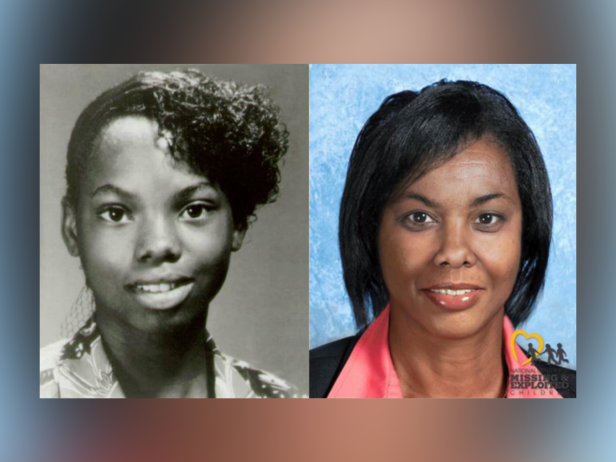 Tonetta Carlisle [left] went missing from Chattanooga in 1989; Tonetta's photo is shown age-progressed to 45 years [right].