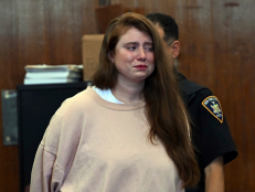 Lauren Pazienza appears in court Wednesday, Aug. 23, 2023, in New York. Panzienza, 28, who fatally shoved 87-year-old Broadway singing coach Barbara Gustern in Manhattan last year, pleaded guilty Wednesday to manslaughter in a plea deal requiring she serve eight years behind bars. 